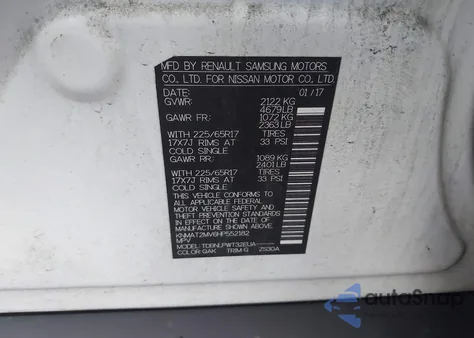 2017 Nissan Rogue S from USA, damaged, VIN KNMAT2MV6HP552182